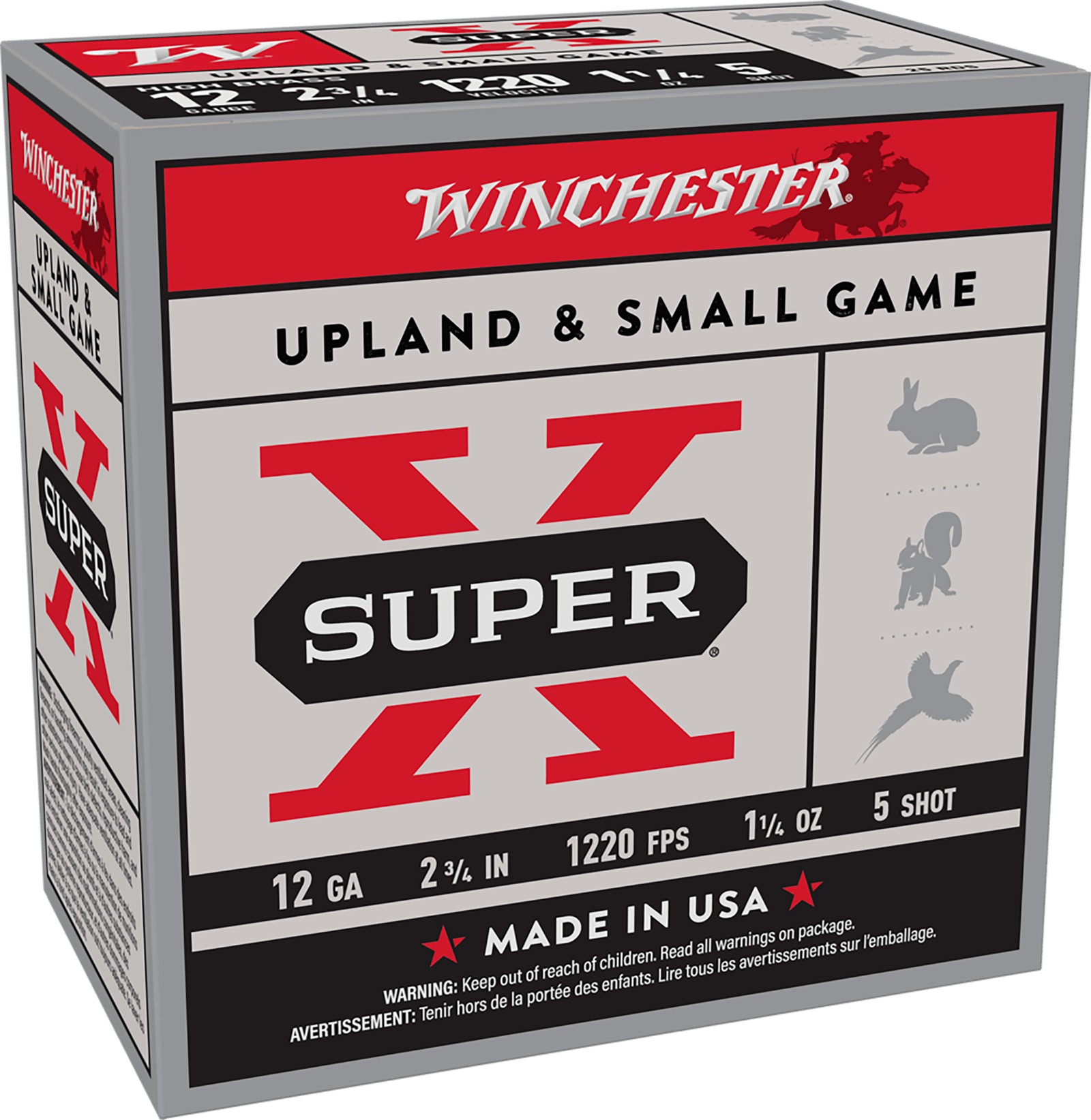 Winchester Ammo X12P5 Super X Game Load High Brass 12Gauge 2.75" 1 1/4oz 5Shot 25 Per Box/10 Case *Pheasant