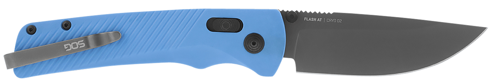 S.O.G SOG11180341 Flash AT 3.45" Folding Plain TiNi Cryo D2 Steel Blade/Civic Cyan GRN Handle Includes Pocket Clip
