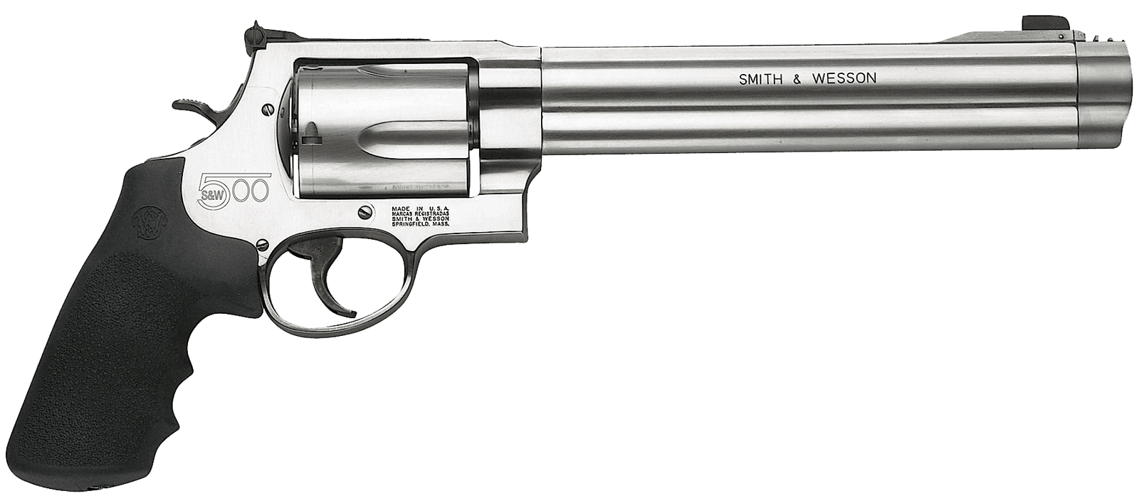 Smith & Wesson 163500 Model 500 500 S&W Mag Stainless Steel 8.38" Barrel & 5rd Cylinder, Satin Stainless Steel X-Frame, Fixed Compensator, Internal Lock