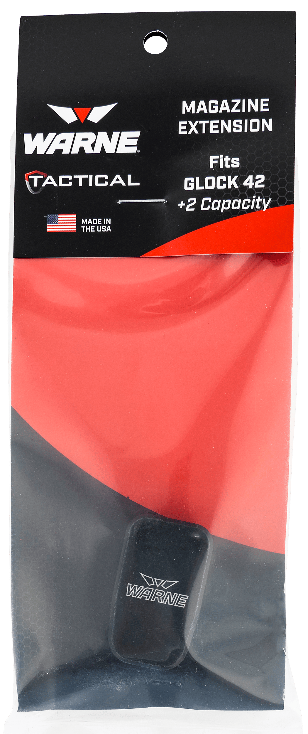 Warne MEG422BLK Magazine Extension made of 6061-T6 Aluminum with Hardcoat Anodized Black Finish for Glock 42 Magazines (Adds 2rds)