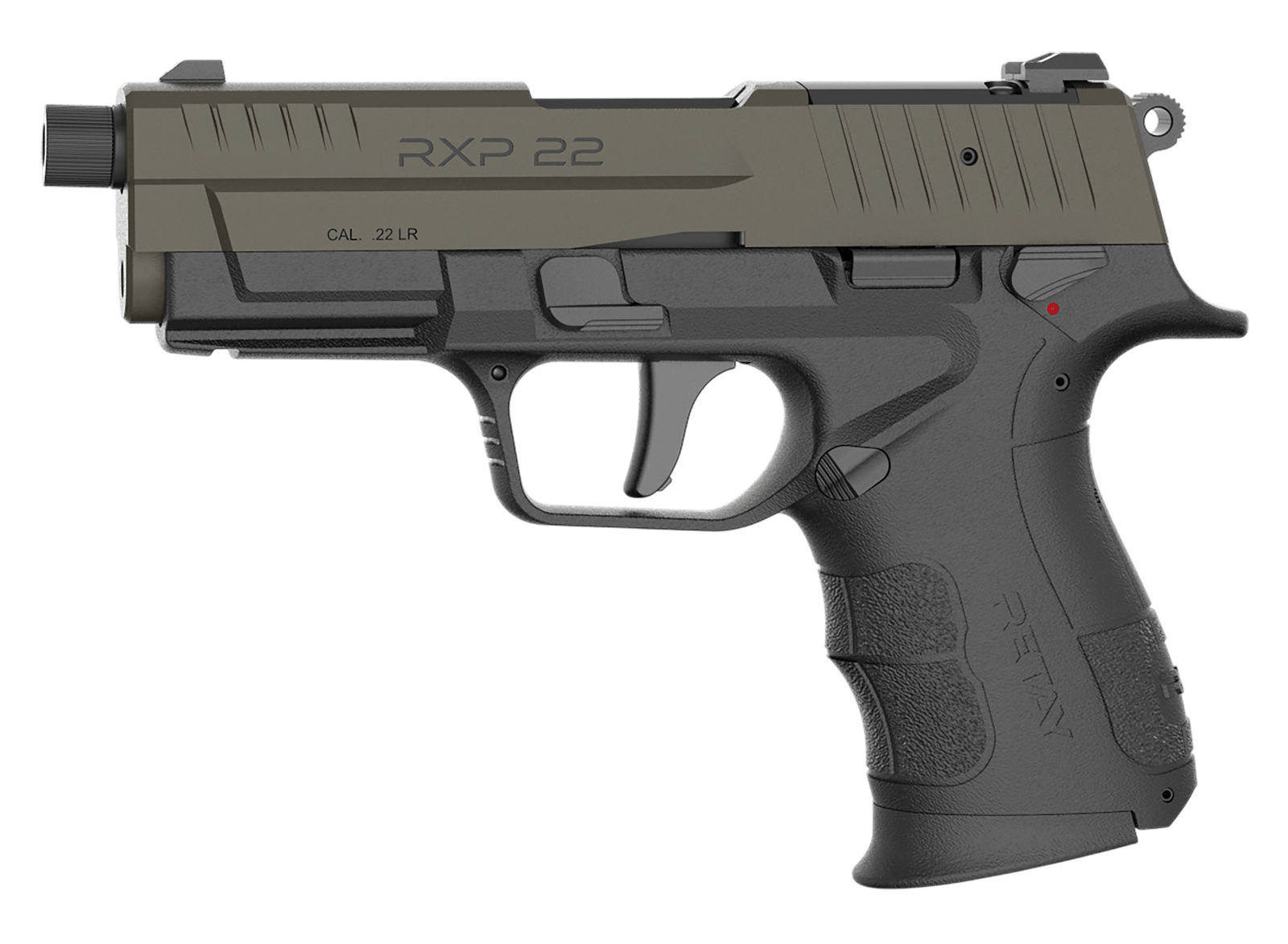 Retay USA RXP22BLKODSL13TH RXP 22 LR 13+1 4" Threaded Barrel, OD Green Cerakote Optic Ready/Serrated Slide, Black Cerakote Polymer Frame w/Accessory Rail, RMR/RMSc Footprint