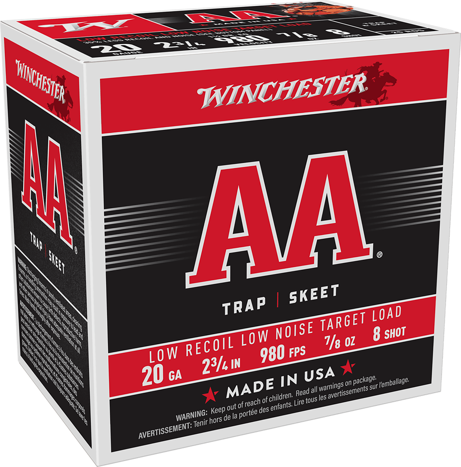 Winchester Ammo AA20FL8 AA Low Recoil 20Gauge 2.75" 7/8oz 8Shot 25 Per Box/10 Case