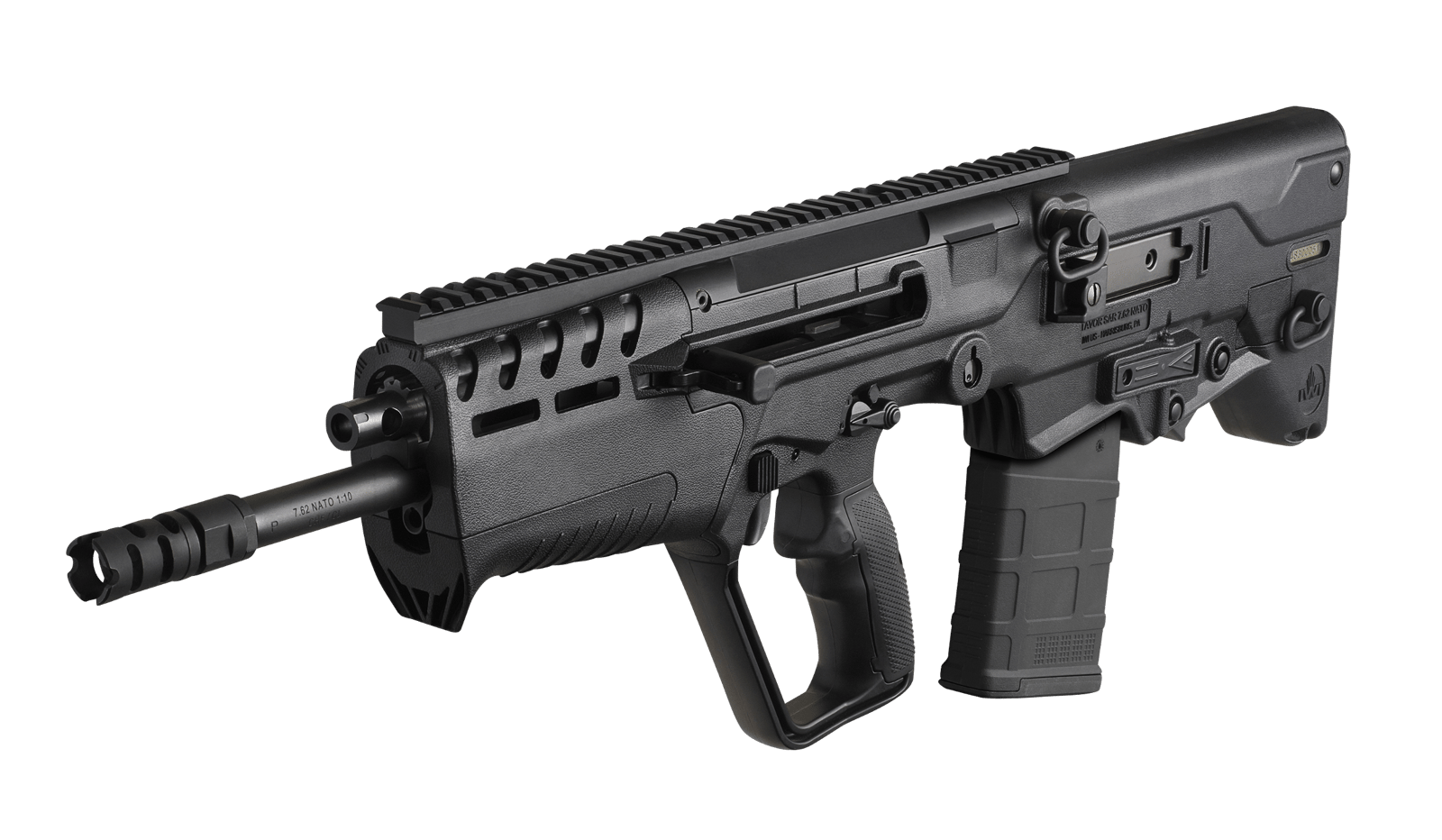 IWI US T7B2010 Tavor 7 7.62x51mm NATO Caliber with 20" Barrel, 10+1 Capacity, Black Metal Finish, Black Fixed Bullpup Stock & Black Polymer Grip Ambidextrous Hand