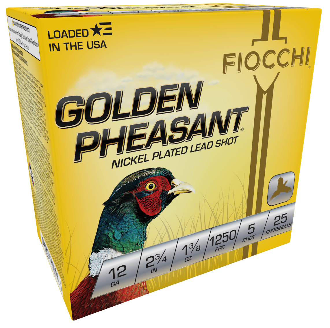 Fiocchi 12GP5 Golden Pheasant Extrema 12Gauge 2.75" 1 3/8oz 5Shot 25 Per Box/10 Case