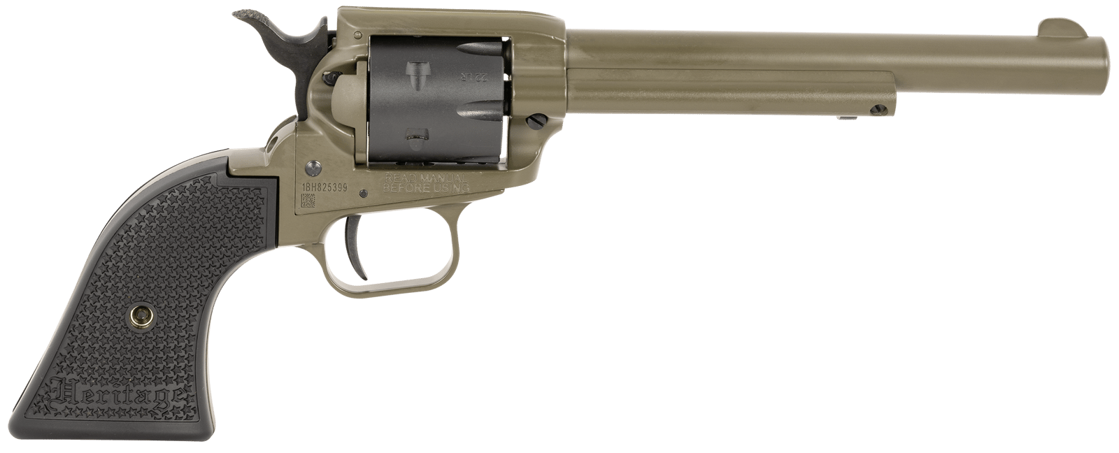 Heritage Mfg RR22T6 Rough Rider 22 LR 6 Shot 5.50" OD Green Cerakote Barrel, OD Green Cerakote w/Black Accents Frame, Black Cerakote Cylinder, Black Star Polymer Grips