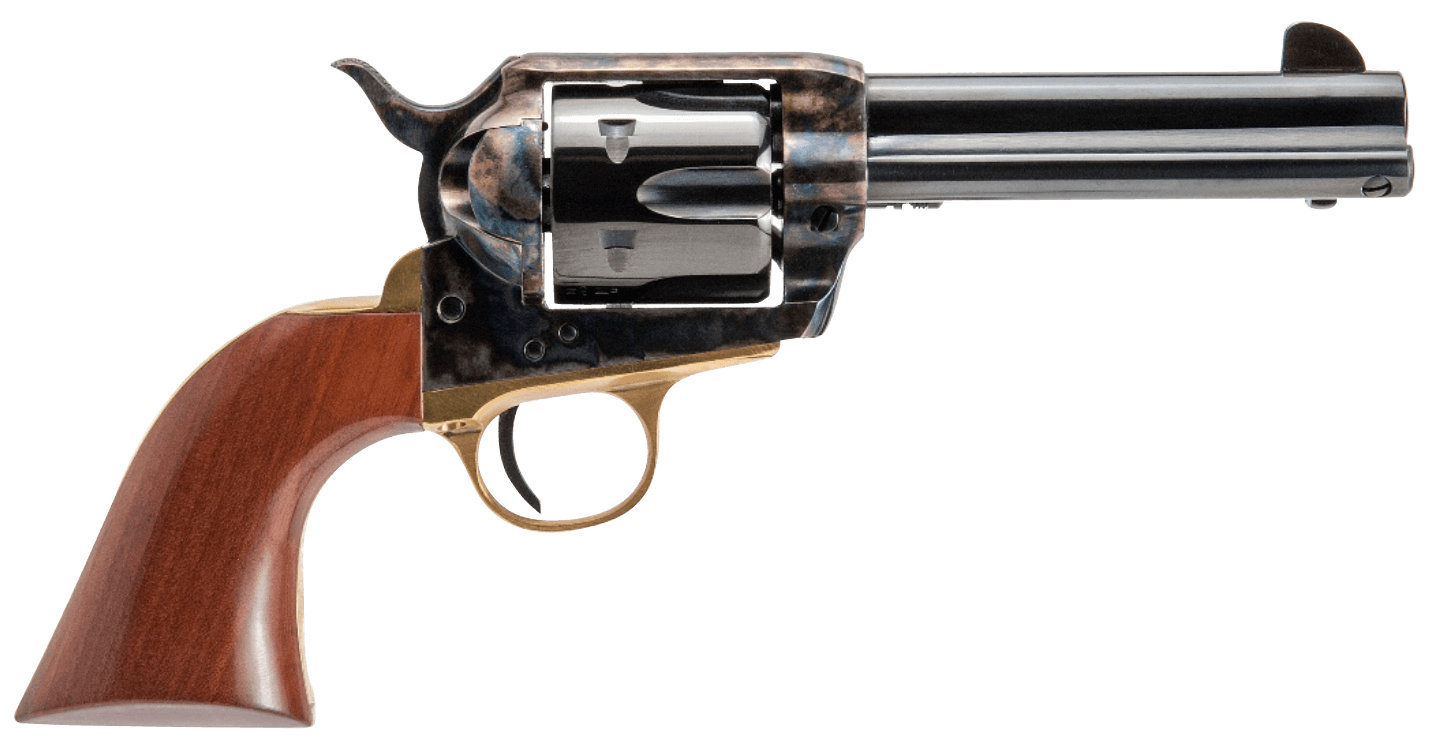 Cimarron PPP9MM Pistolero 9mm Luger 6 Shot, 4.75" Blued Barrel & Cylinder, Color Case Hardened Frame, Walnut Grip