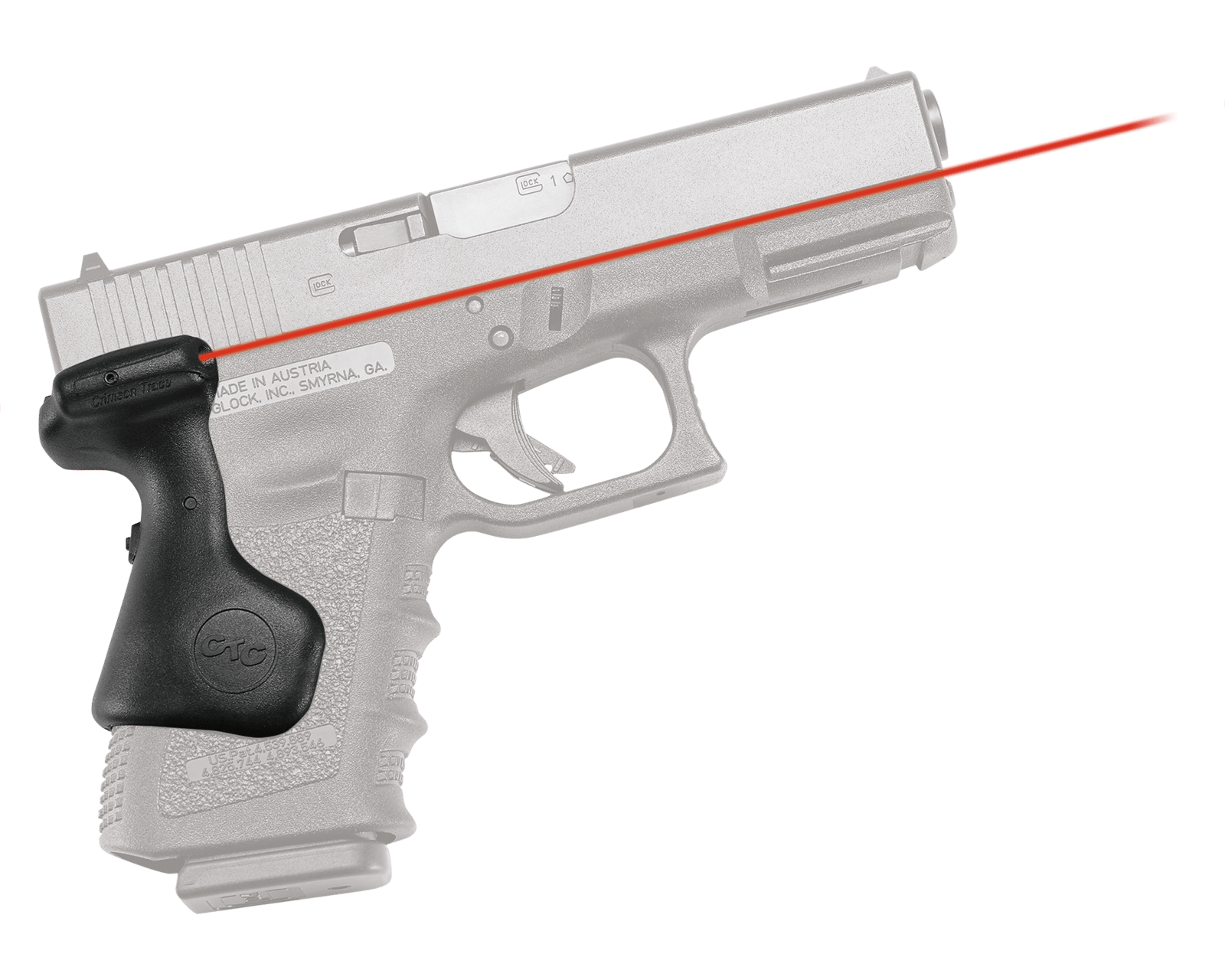 Crimson Trace 0169101 Lasergrips Compatible w/Glock Compact Gen5 19/Gen4 19, 23, 32/Gen5 19 Gen 4, Red Laser Black Polymer