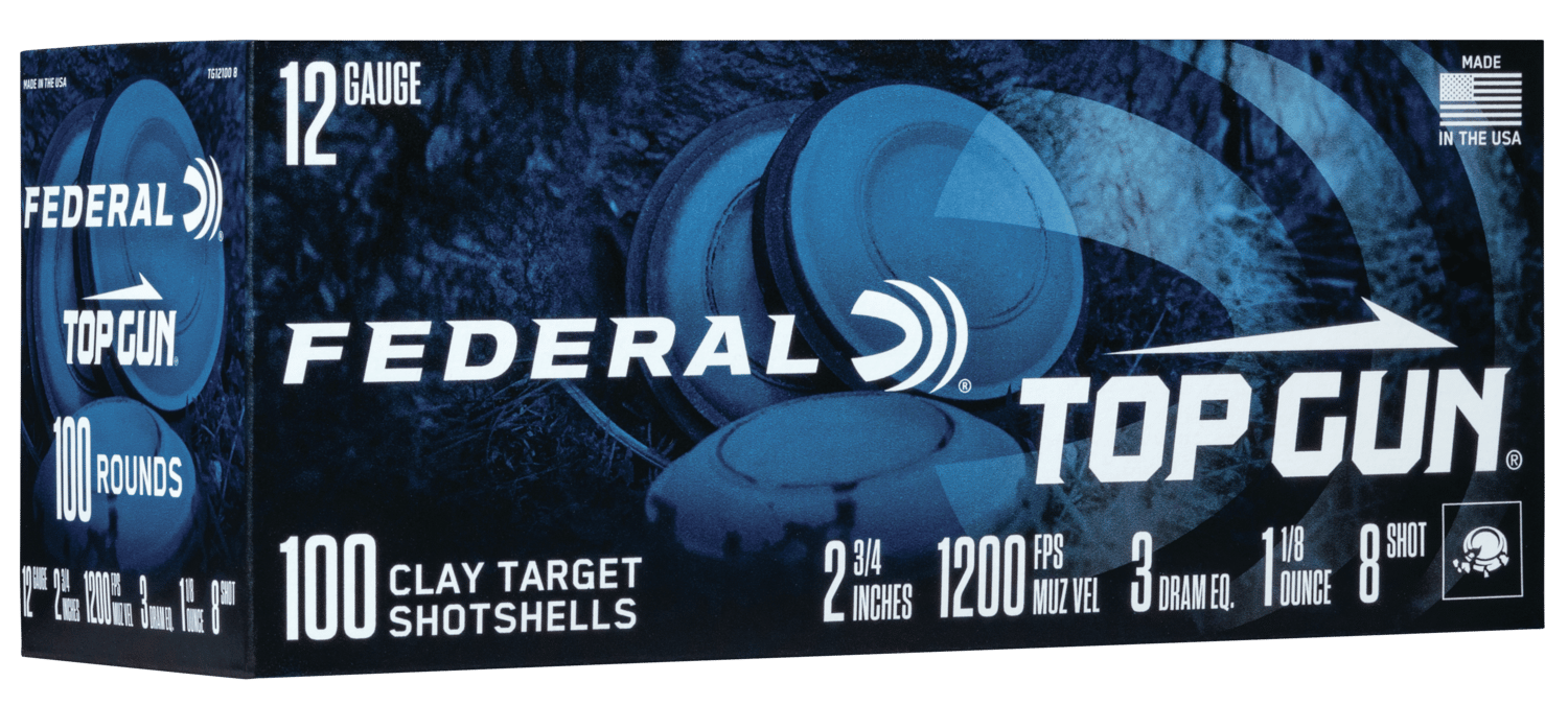 Federal TG121008 Top Gun 12Gauge 2.75" 1 1/8oz 8Shot 100 Per Box/2 Case