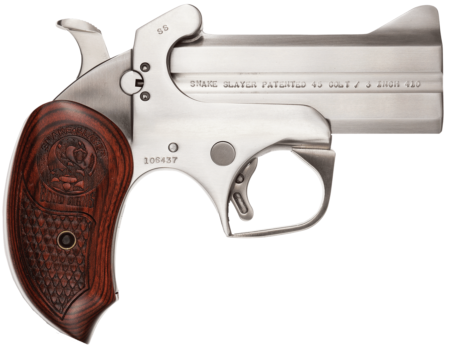 Bond Arms BASS Snakeslayer Original 45 Colt/410 Gauge 2rd Shot 3.50" Stainless w/Rosewood Grips