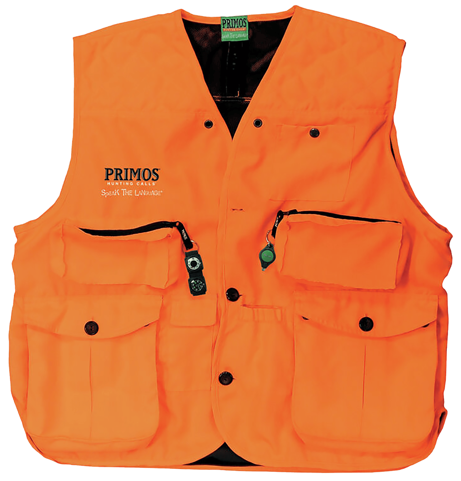Primos 65705 Gunhunter's Hunting Vest 3XL Blaze Orange Features Compass & LED Light