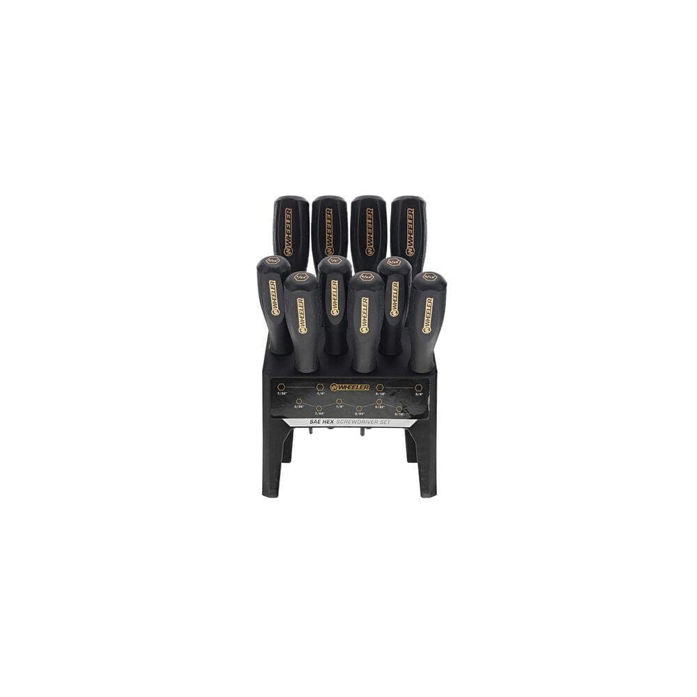 Wheeler 10 Piece SAE Hex Benchtop Screwdriver Set Black