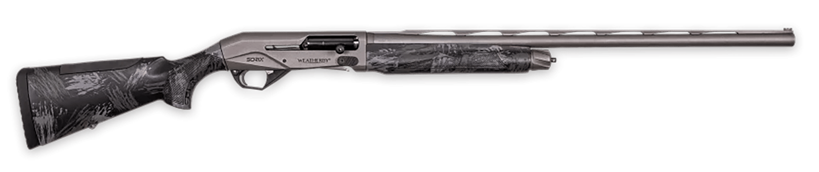 Weatherby XST1228MAG Sorix Full Size 12 Gauge Semi-Auto 3" 2+1 28" Gray Cerakote Vent Rib Barrel & Drilled & Tapped Steel Receiver, Storm Camo Synthetic Stock w/Adj Shim, Ambidextrous
