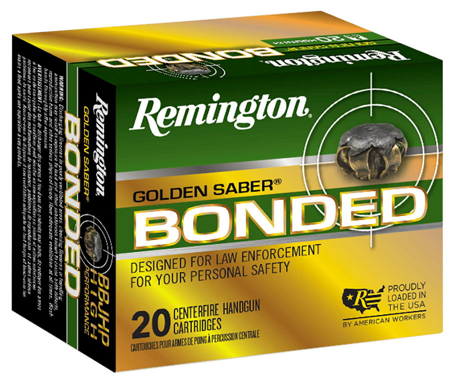 Remington Ammunition R21368 Golden Saber Bonded 10mmAuto 180gr Bonded Brass Jacketed Hollow Point 20 Per Box/25 Case