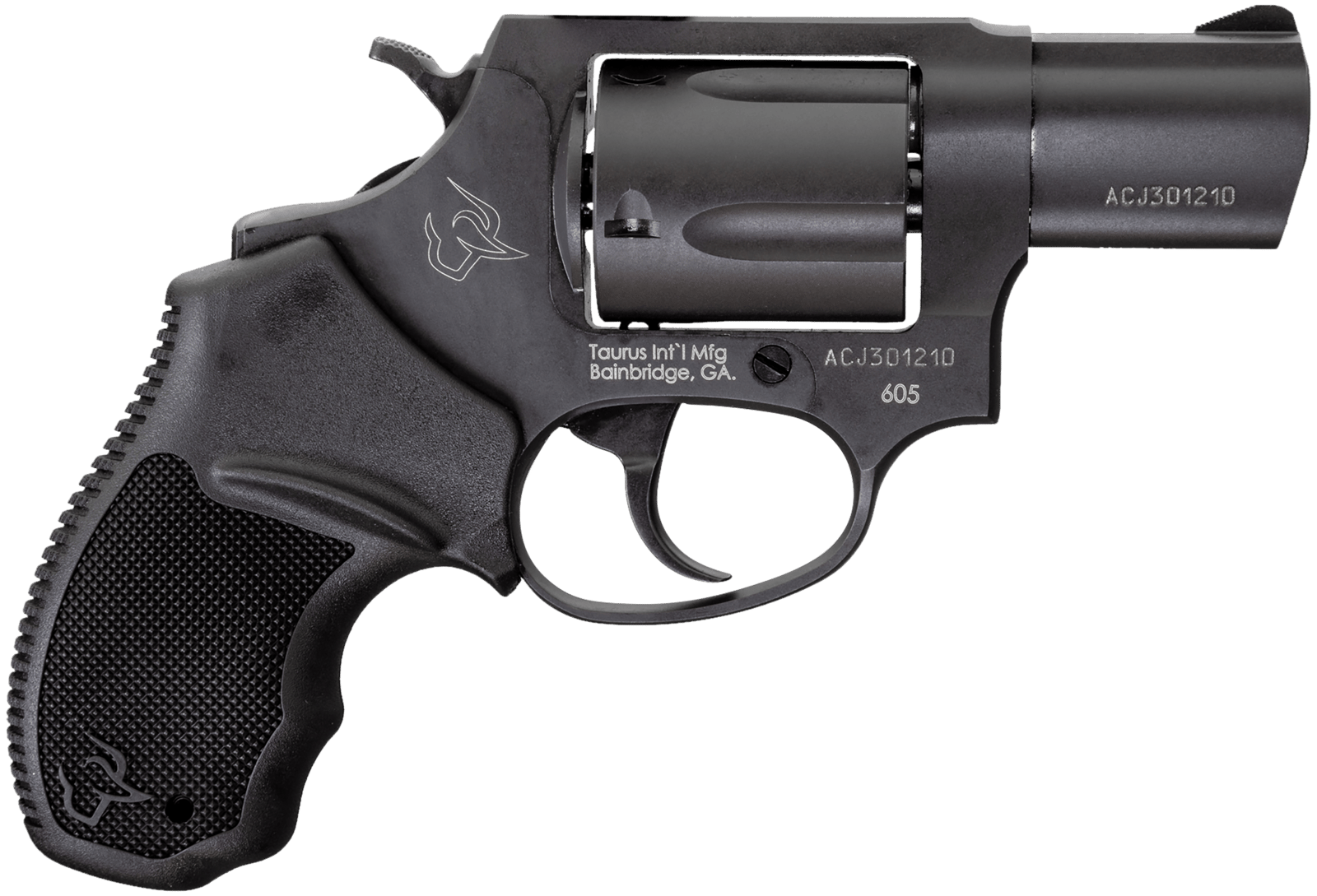 Taurus 2-605021 605 Small 357 Mag/38 Special +P 5 Shot 2" Matte Black Oxide Alloy Steel Barrel, Cylinder & Frame, Black Finger Grooved Rubber Grip, Transfer Bar, Safety Exposed Hammer