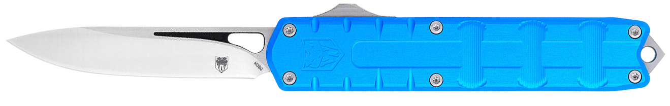 CobraTec Knives CTEBLUM390DNS Enforcer 3.25" OTF Drop Point Plain M390 Steel Blade/Blue Aluminum Handle