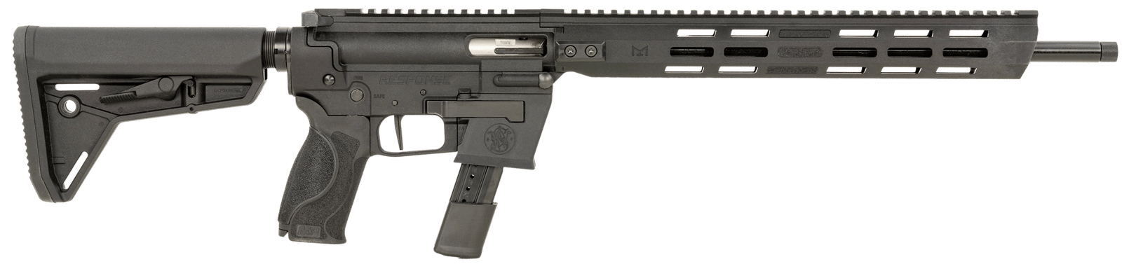 Smith & Wesson 13797 Response 9mm Luger 23+1 (2) 16.50" Threaded Steel Barrel, M-LOK Handguard, Interchangeable Backstrap Grip, Flat Face Trigger, Interchangeable FLEXMAG Mag Well Adapter (2)