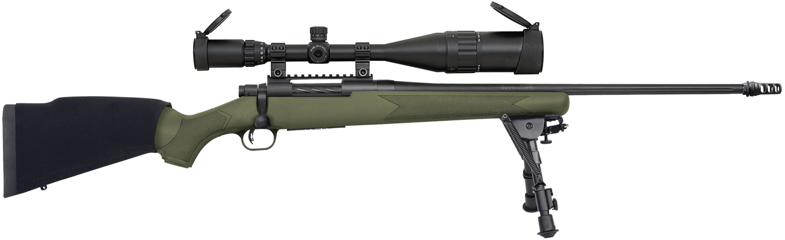 Mossberg 27924 Patriot Night Train 308 Win Caliber with 5+1 Capacity, 22" Threaded/Fluted Barrel, Matte Blued Metal Finish & OD Green Synthetic Stock Right Hand (Full Size) Includes 6-24x50mm Scope