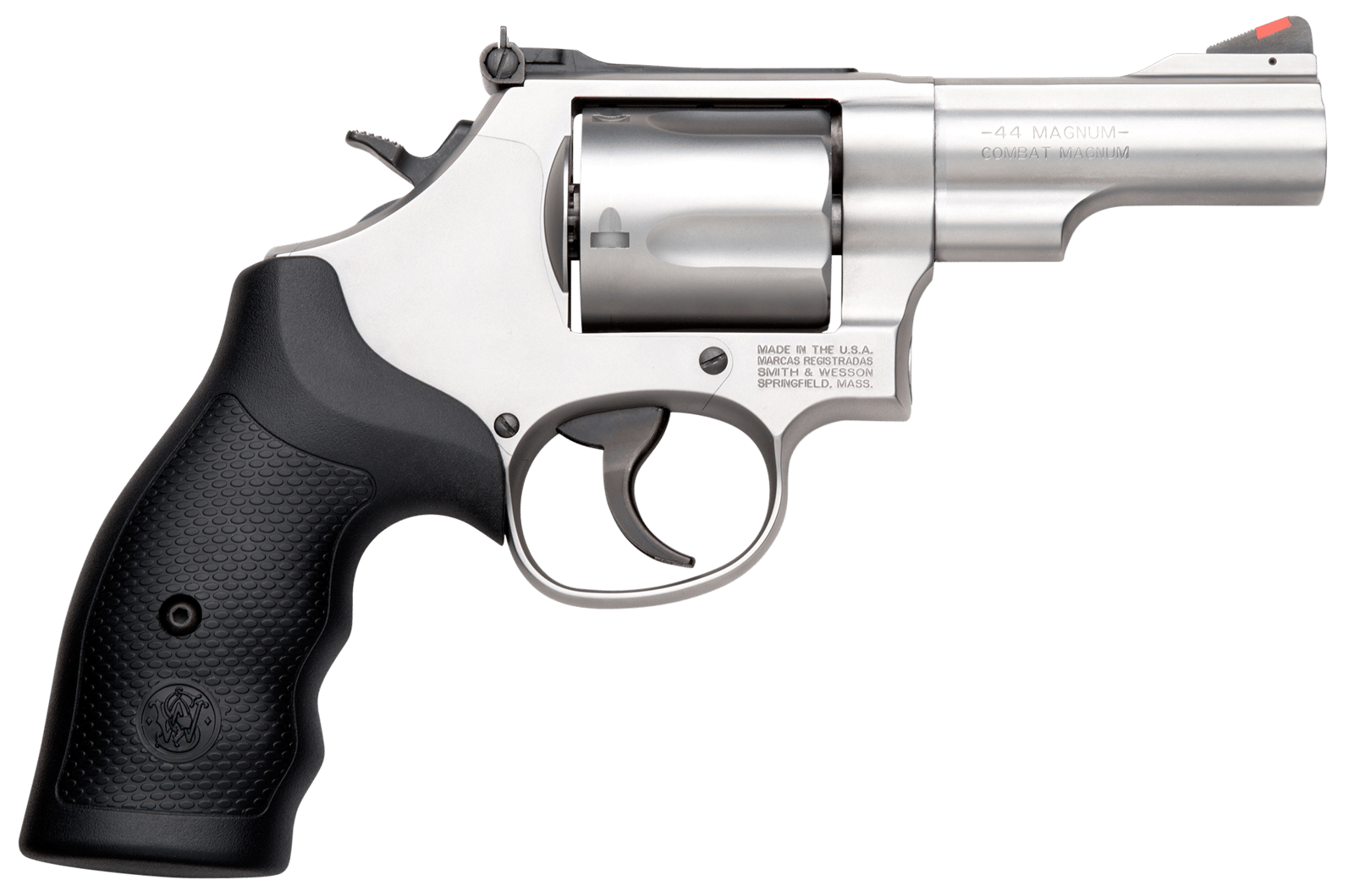 Smith & Wesson 10064 Model 69 Combat Magnum 44 Rem Mag Stainless Steel 2.75" Barrel, 5rd Cylinder & L-Frame, Full Length Extractor Rod, Internal Lock