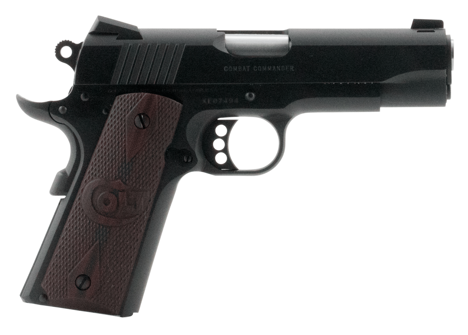 Colt Mfg O4940XE Commander Combat 45 ACP 8+1 4.25" Black Steel Barrel, Blued Serrated Slide & Carbon Steel Frame w/Beavertail, Black Cherry Checkered G10 Grips, Ambidextrous