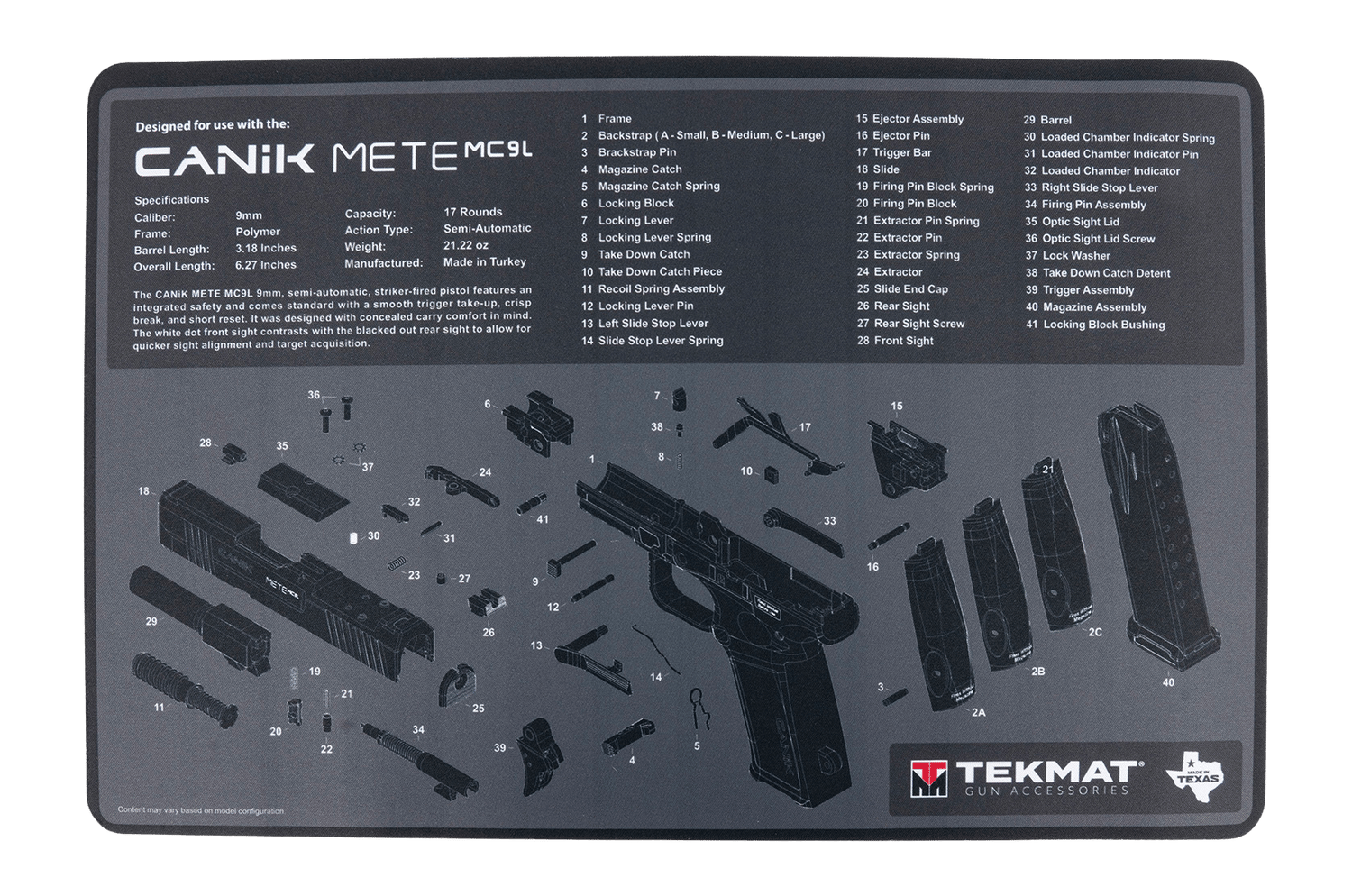 TEKMAT TEK-R17-CANIK-MC9L 17X11 CANIK MC9L