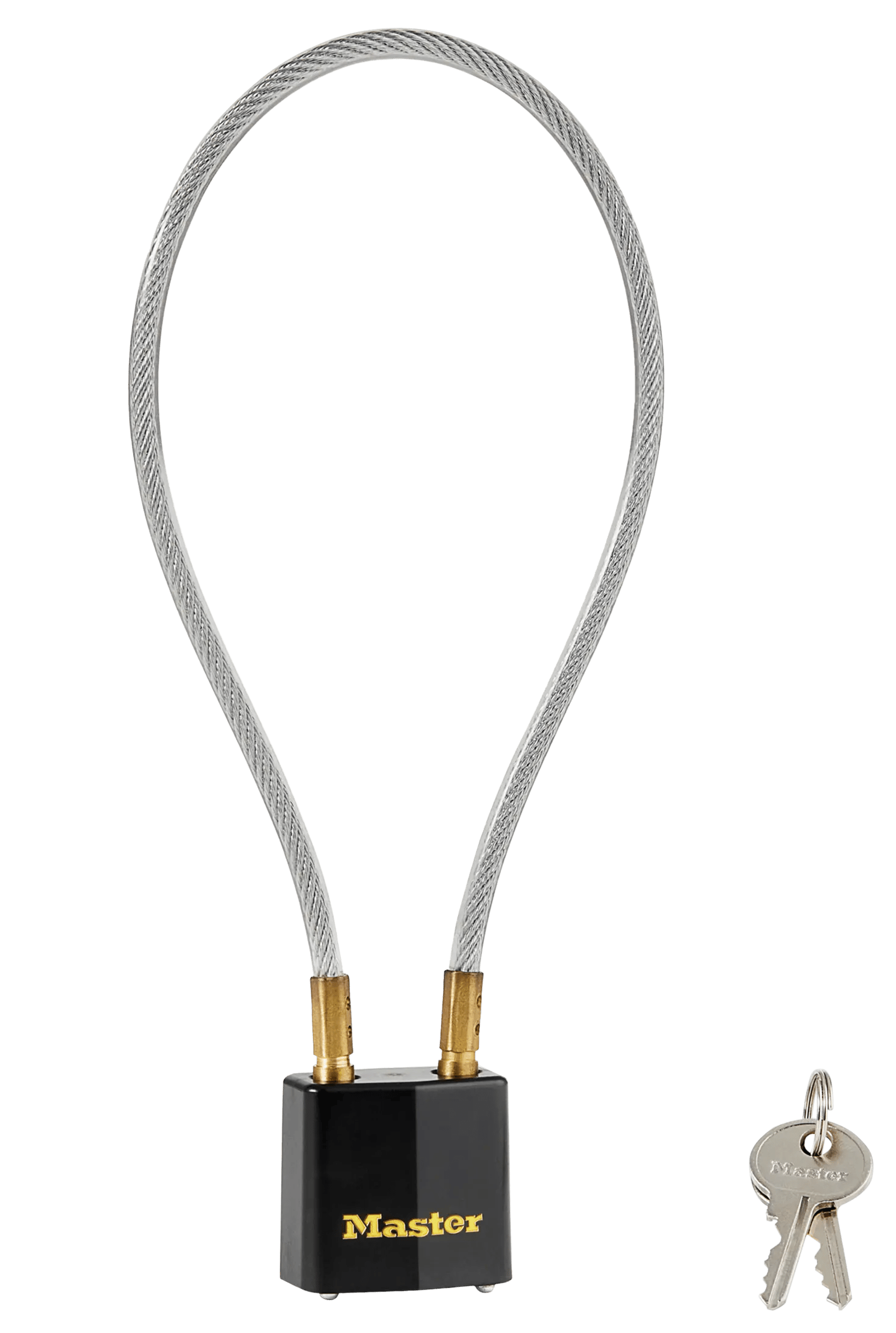 Master Lock 99DSPT Cable Lock Open With Key Black & Gold Steel 14"