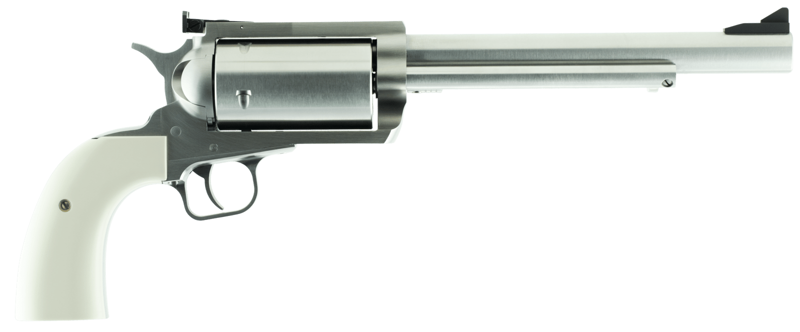 Magnum Research BFR45707B BFR Long Cylinder Extra Large 45-70 Gov 5 Shot 7.50" Brushed Stainless Steel Barrel, Cylinder & Frame, Bisley White Laminate Grip, Exposed Hammer