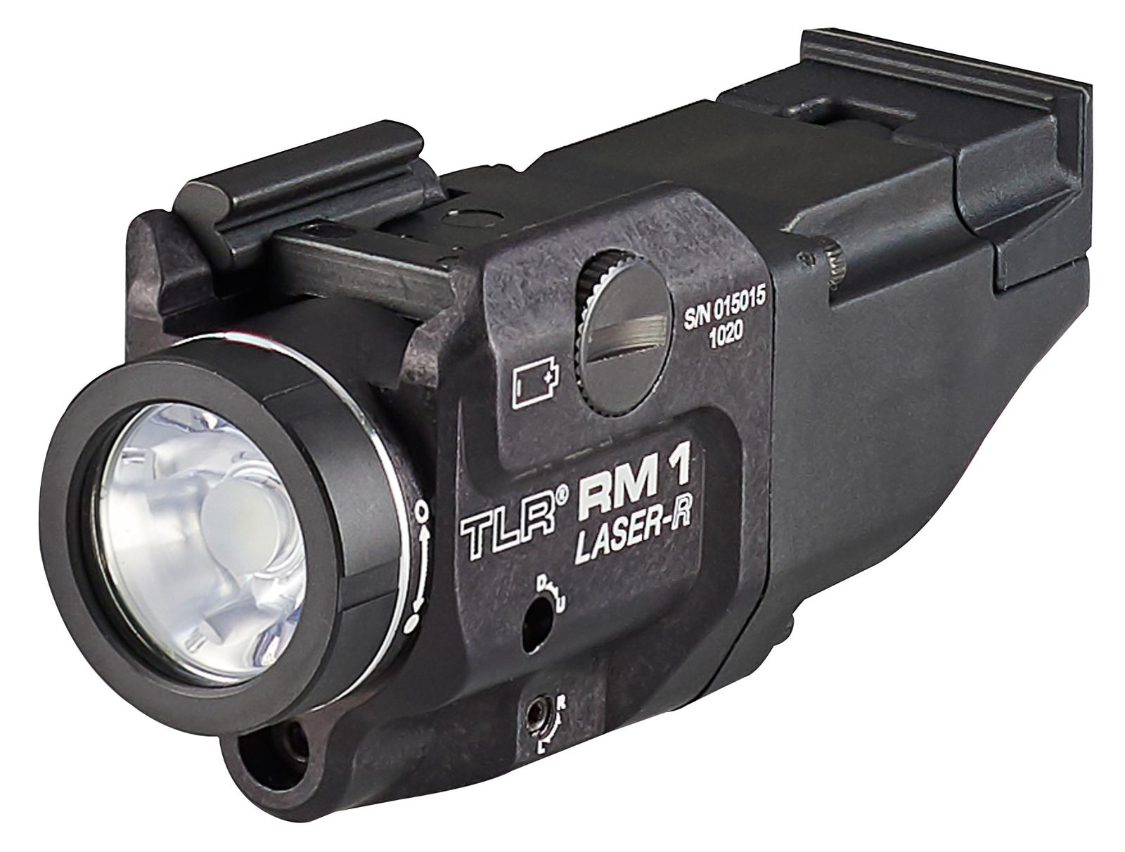 Streamlight 69446 TLR-1 RM w/Laser Black Anodized Aluminum, 500 Lumens White LED Bulb/Red Laser, 210 Meters Beam, Picatinny Rail Mount
