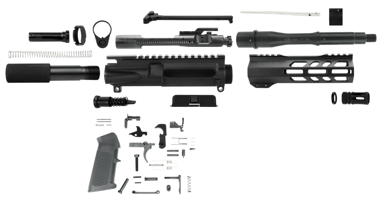 TacFire AR Build Kit 5.56x45mm NATO 7.50" Barrel Black for AR Platform
