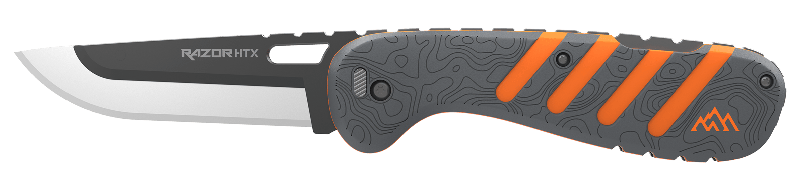 Outdoor Edge HTX35Y6C Razor HTX 3.50" Folding Plain 420J2 SS Blade Gray/Orange
