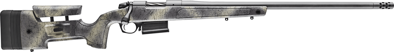 Bergara Rifles B14LM3613 B-14 Wilderness HMR 7mm PRC 5+1 24" Threaded, Sniper Gray Cerakote Barrel/Rec, Adj. SoftTouch Woodland Camo Stock with Mini-Chassis, Omni Muzzle Brake