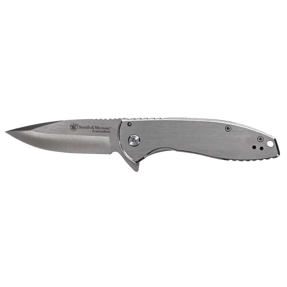 Smith & Wesson KT Executive Platinum Folding Knife 3" Drop Point Blade Silver Box