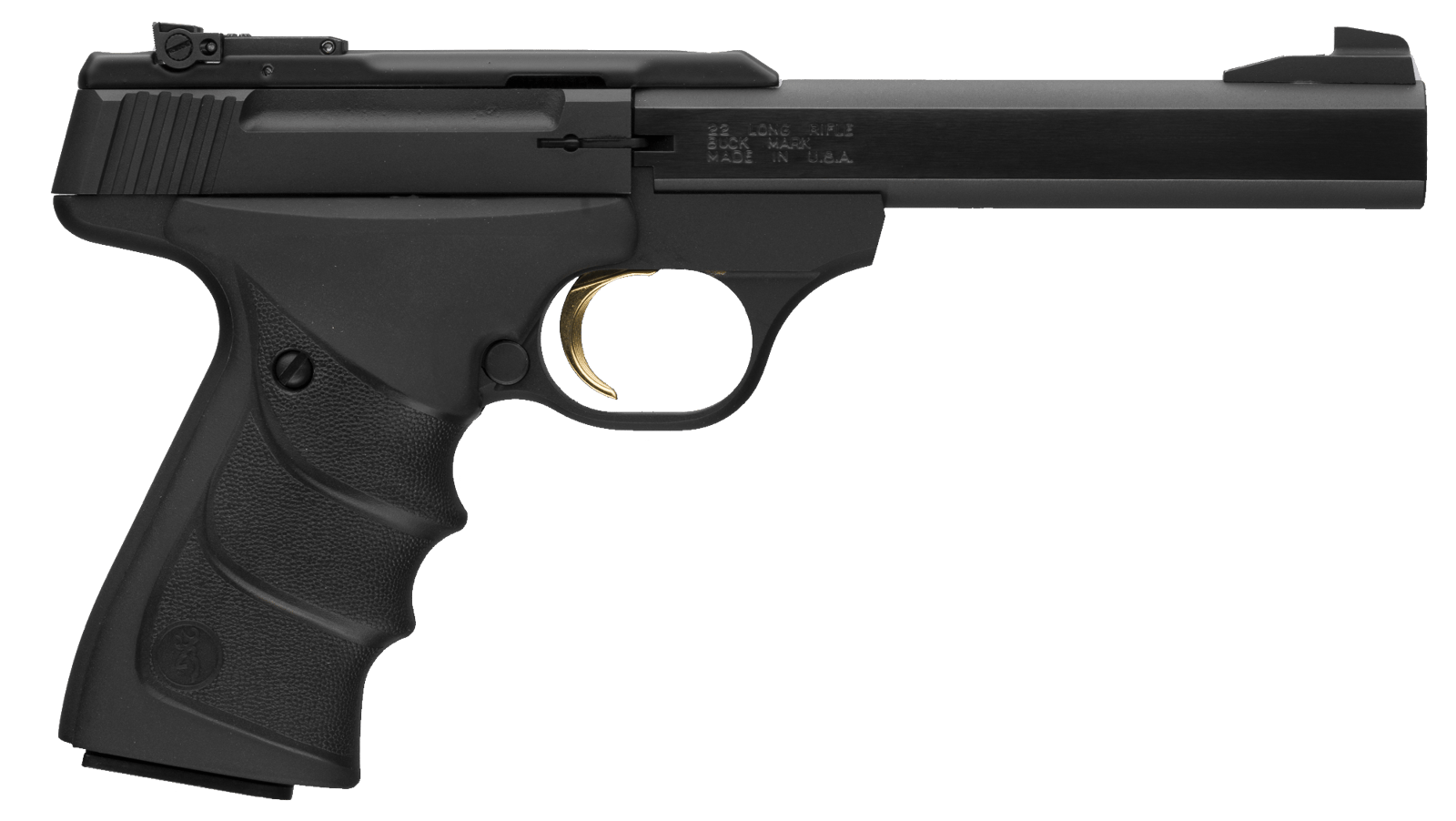 Browning 051497490 Buck Mark URX 22 LR 10+1 5.50" Slab Side Barrel, Matte Black Serrated Steel Slide & Aluminum Frame, Black Overmolded RX Grips