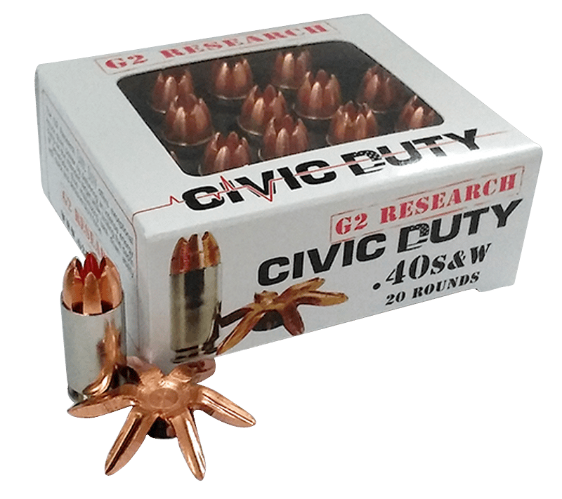 G2 Research G00620 Civic Duty 40S&W 122gr Copper Expansion Projectile 20 Per Box/25 Case