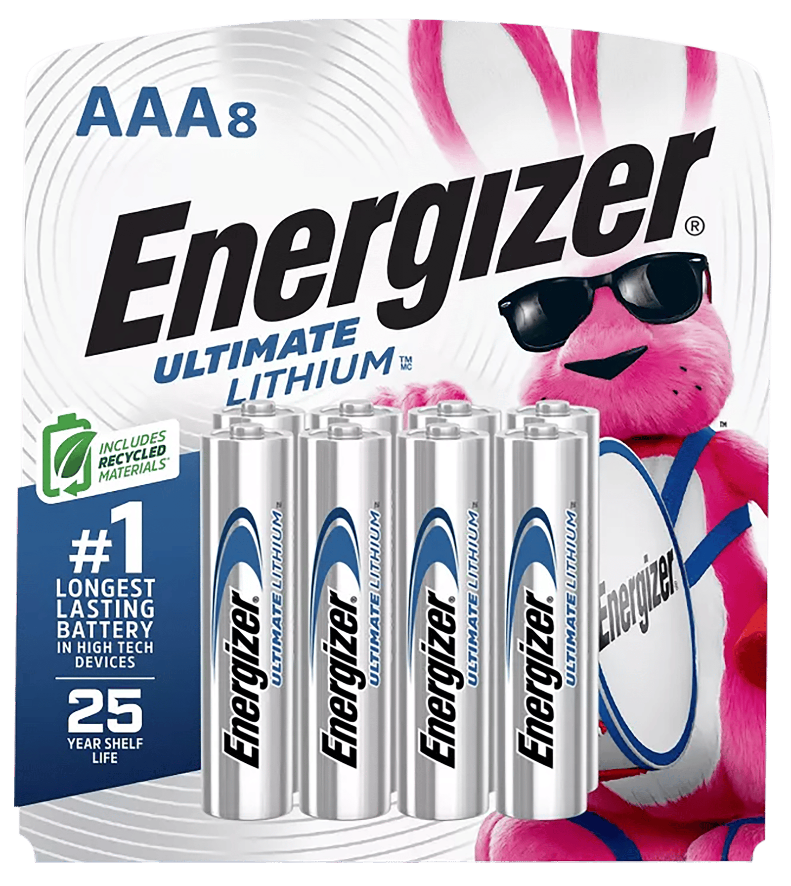 Energizer L92SBP8H3 AAA Ultimate Lithium Silver 1.5V Lithium, Qty (8) Single Pack