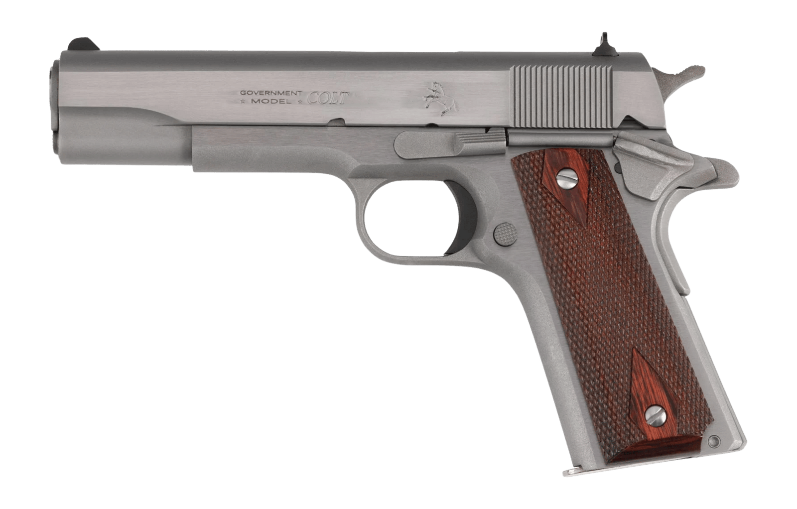Colt Mfg O1911C-SS9 1911 Government 9mm Luger 9+1 5" Stainless National Match Barrel, Stainless Steel Serrated Slide, Stainless Streel Frame w/Beavertail, Double Diamond Checkered Wood Grip