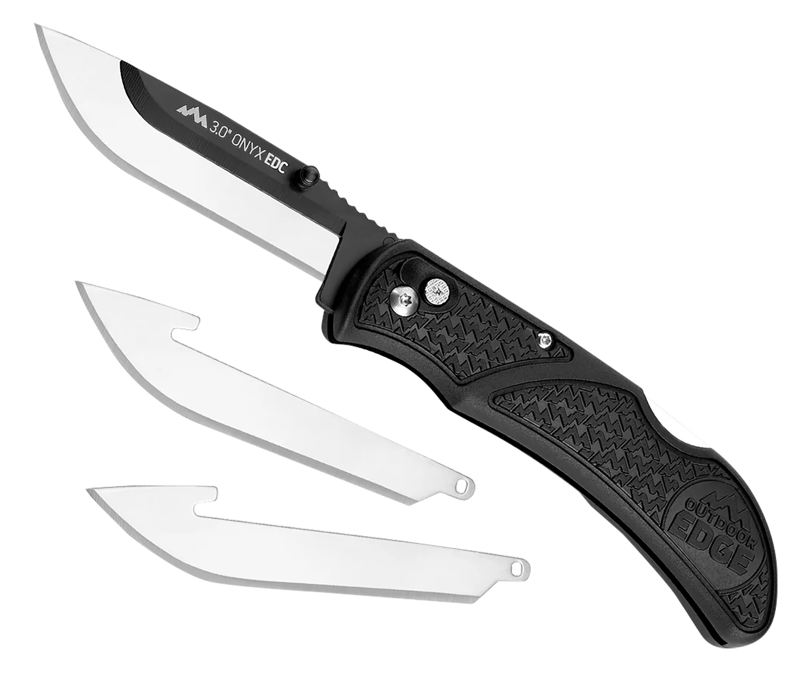 Outdoor Edge OX30C Onyx Lite 3" Folding Plain 420J2 Stainless Steel Blade Black Trimond Textured Polymer Handle