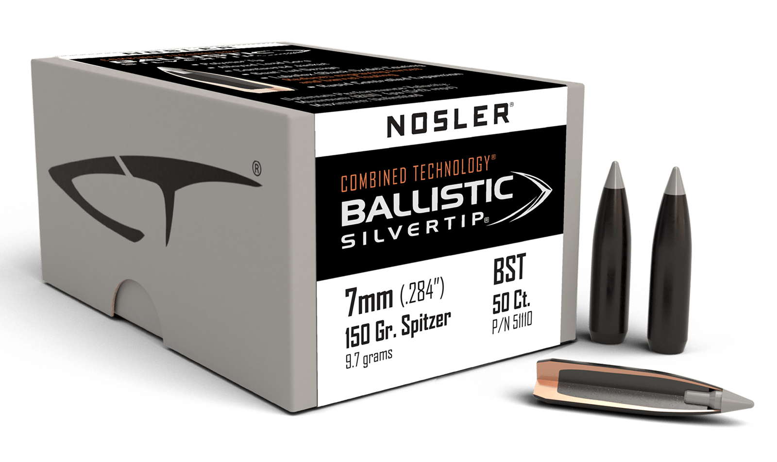 Nosler 51110 Ballistic Silvertip 7mm 150gr Spitzer Point 50/Box