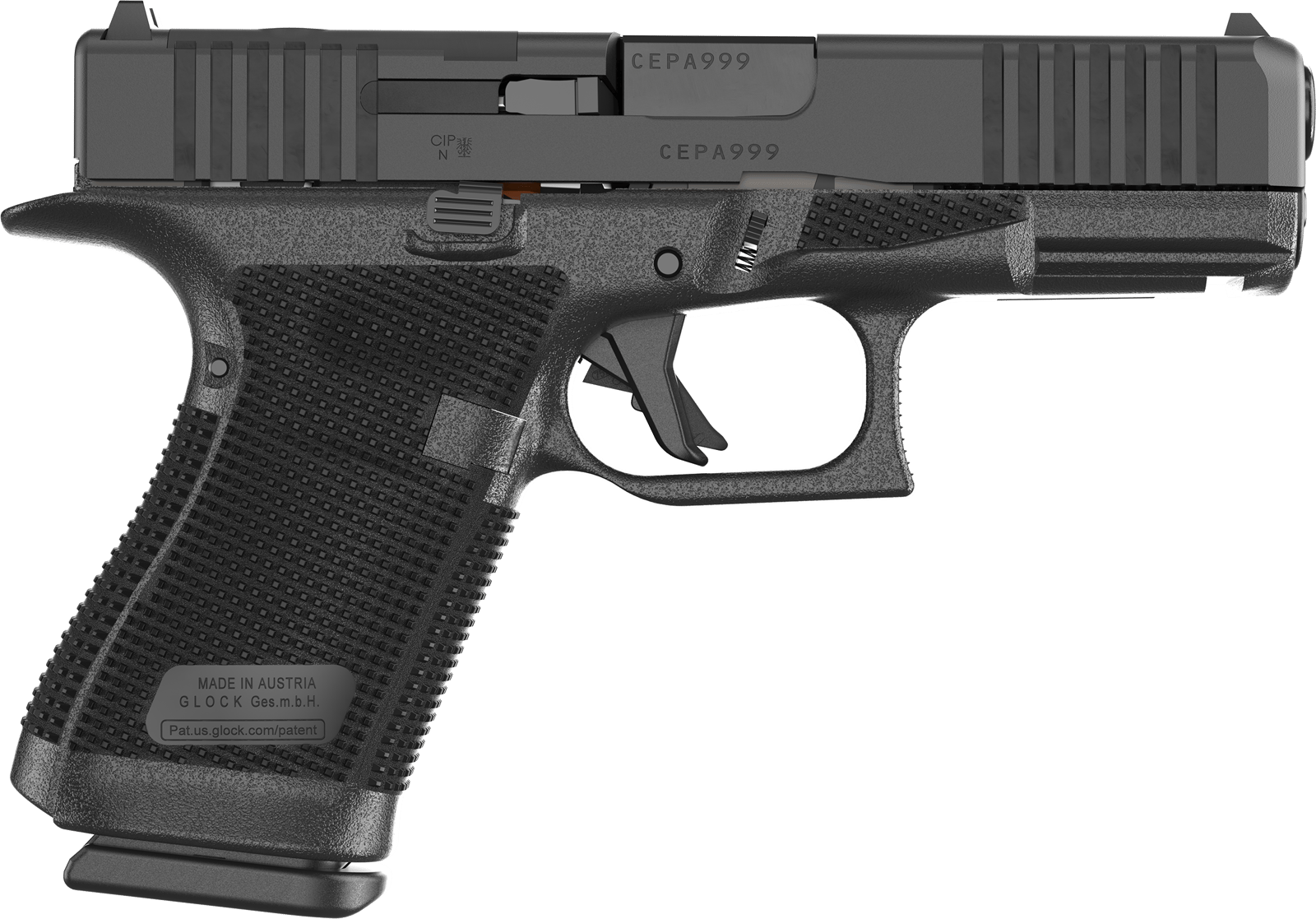 Glock P61950201 G19 Gen6 9mm Luger 10+1 4.02" Black GMB Barrel & Optic Ready/Serrated Slide, Black Polymer Frame w/Accessory Rail, Interchangeable Backstrap Grip, Ambidextrous
