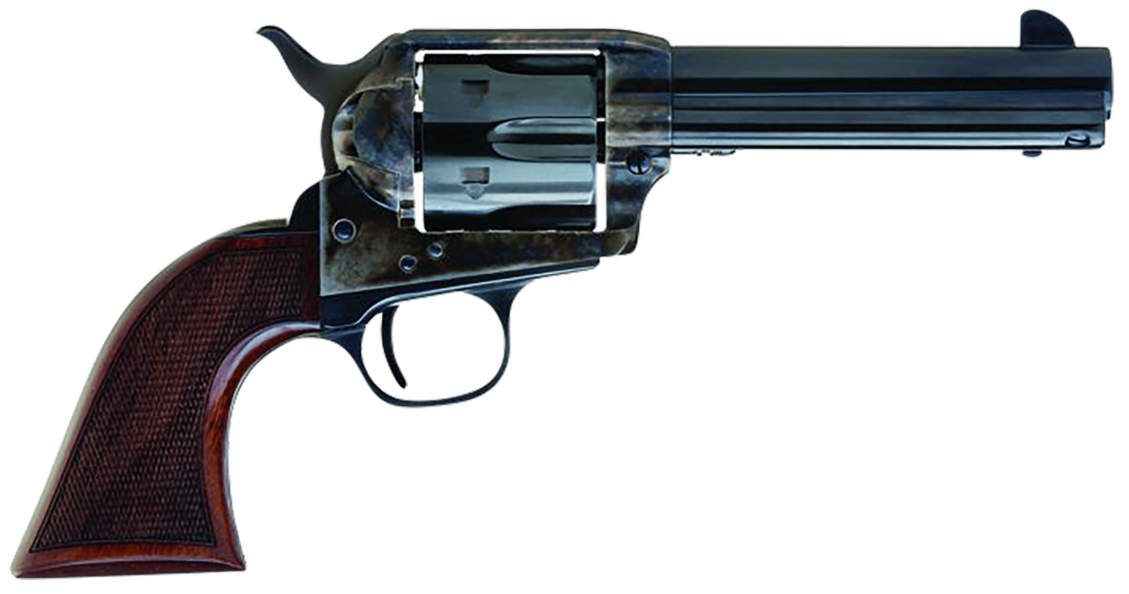 Cimarron AR400 Arizona Ranger 357 Mag 6 Shot, 4.75" Blue w/Engraved "Arizona Ranger" Steel Barrel, Blued Cylinder, Color Case Hardened Steel Frame, Checkered Walnut Grip, Exposed Hammer