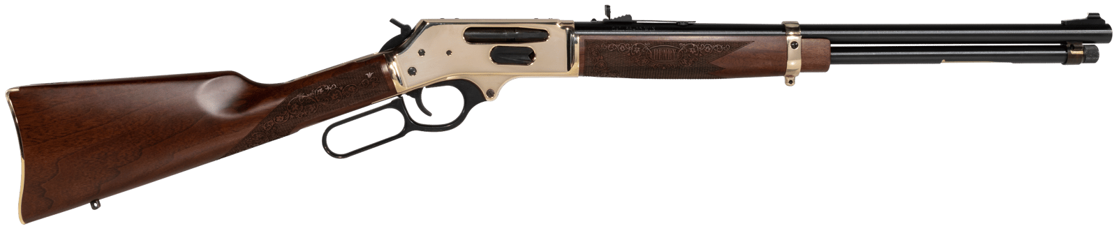 Henry H0243855 Side Gate Full Size 38-55 Win 5+1 20" Blued Steel Barrel, Polished Brass Receiver, American Walnut Stock Right Hand