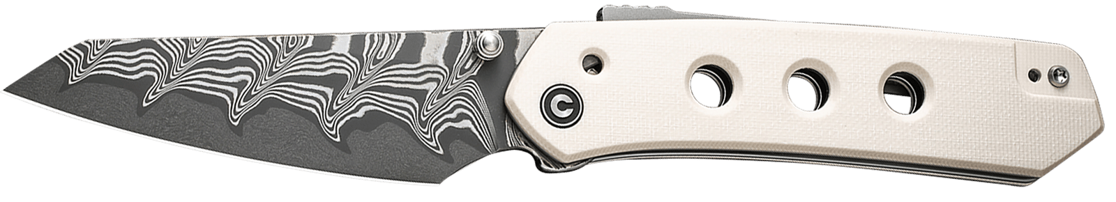 Civivi Knives C22036-DS1 Vision FG 3.54" Folding Reverse Tanto Plain Damascus Blade, Ivory G10 Handle