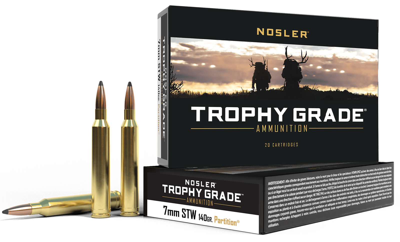 Nosler 60046 Trophy Grade 7mmSTW 140gr Nosler Spitzer Partition 20 Per Box/10 Case