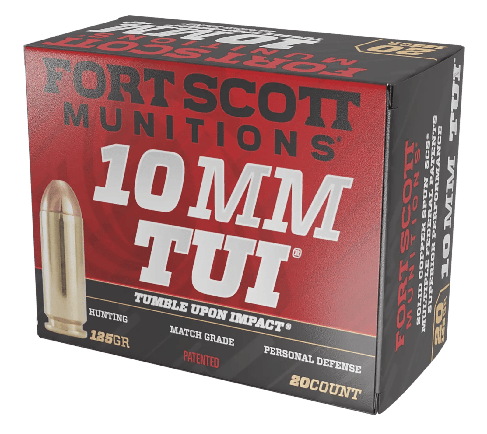 Fort Scott Munitions 10MM124SCV Tumble Upon Impact (TUI) 10mmAuto 125gr Solid Copper Spun 20 Per Box/25 Case