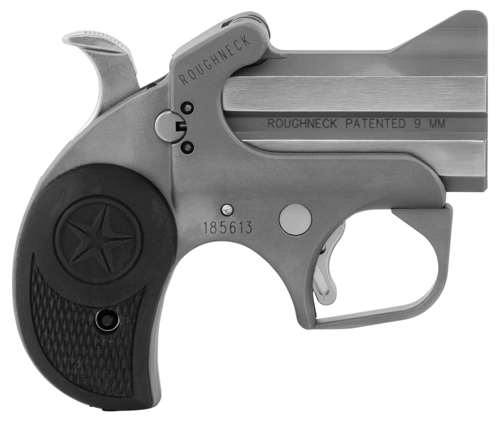 Bond Arms BARN Roughneck Rough Series 9mm Luger 2 Shot 2.50" Rough Matte Stainless Steel Barrel & Frame, Black Rubber Grips