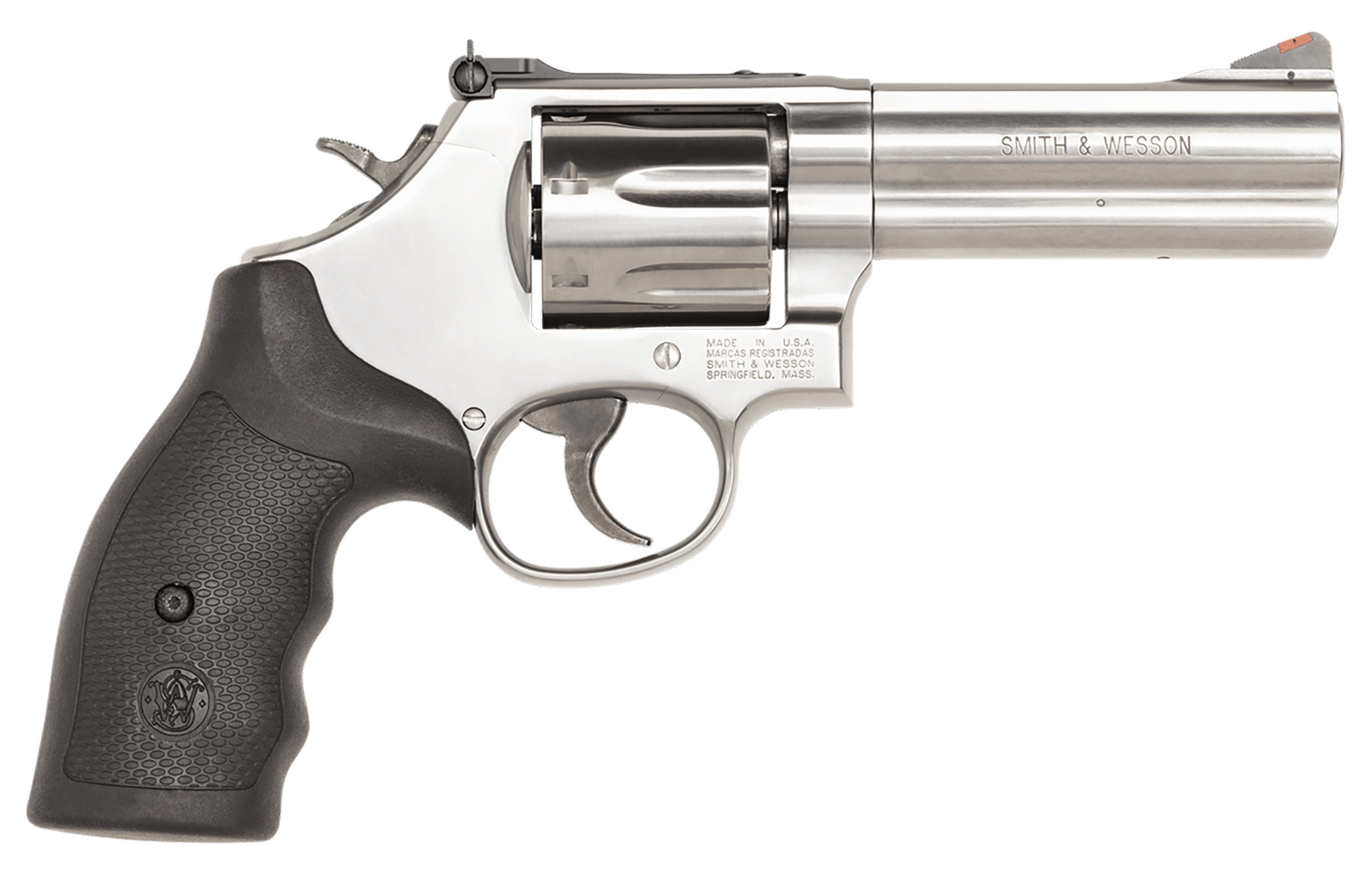 Smith & Wesson 164194 Model 686 Plus 357 Mag or 38 S&W Spl +P Stainless Steel 4.12" Barrel, 7 Shot, Satin Stainless Steel L-Frame, Red Ramp Front/White Outline Rear Sights, Internal Lock