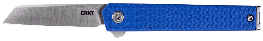 CRKT 7083 CEO Microflipper Micro 2.21" Flipper Sheepsfoot Plain Satin 12C27 Sandvik Blade, Blue Textured w/Silver Liner & Accents Aluminum Handle, Includes Pocket Clip