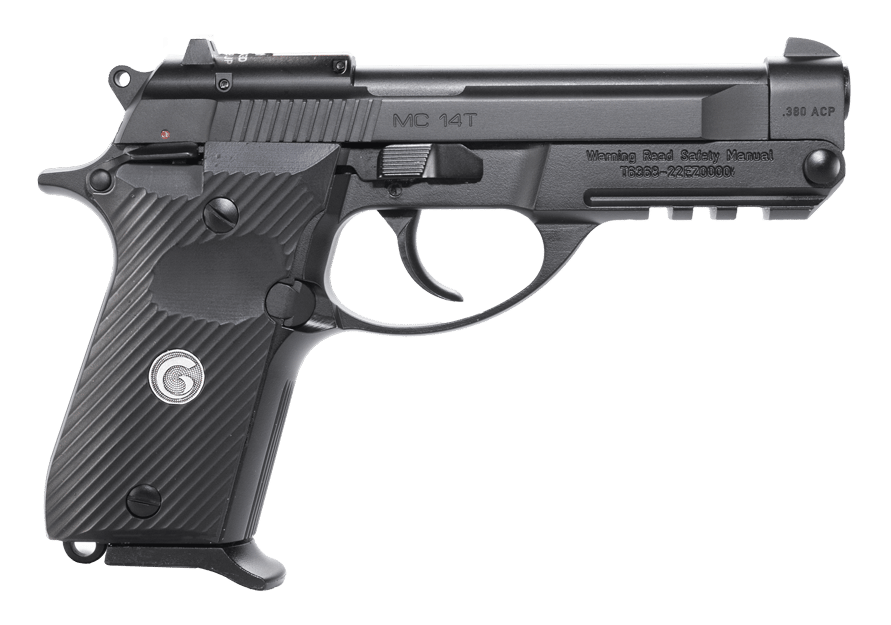 Girsan 390852 MC 14T *CA Compliant 380 ACP 10+1 4.50" Black Tip-Up Barrel, Black Steel Serrated Slide, Black Polymer Frame w/Accessory Rail, Textured Grip, RMSc Footprint