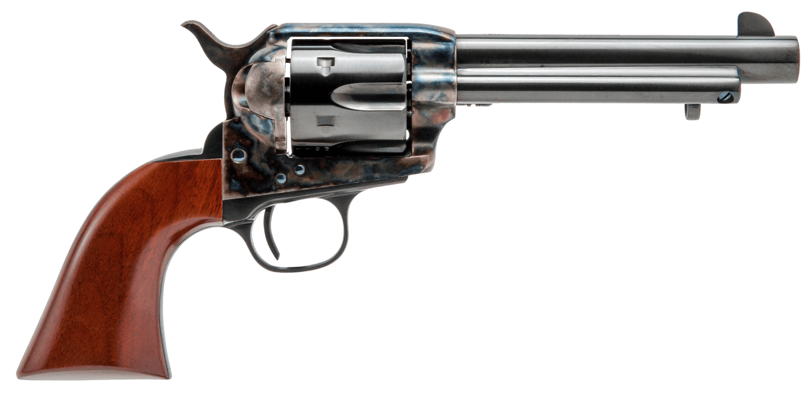 Cimarron MP411 Model P 45 Colt (Long Colt) 6 Shot 5.50" Blued Stainless Steel Barrel, Blued Cylinder, Color Case Hardened Steel Frame, Walnut Grip, Exposed Hammer