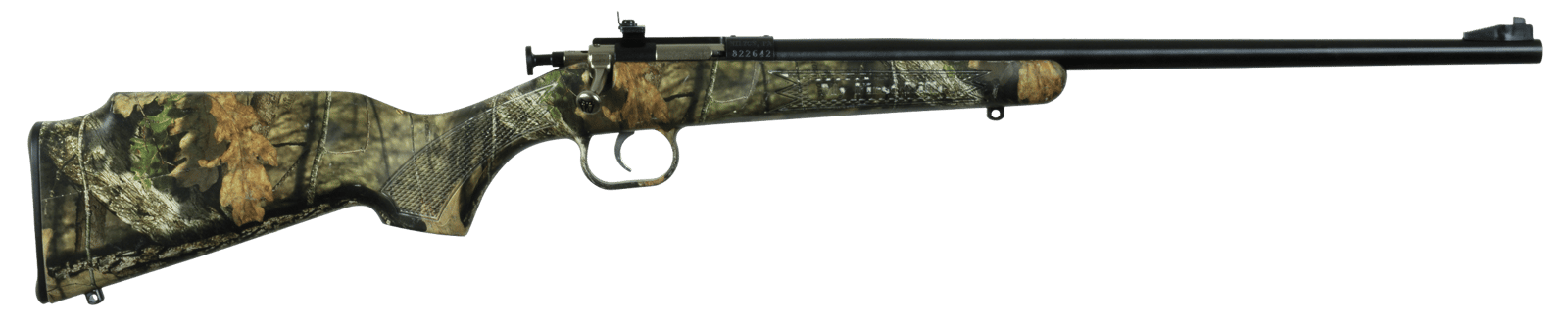 Crickett KSA2163 Youth 22 LR 1rd 16.12" Blued Barrel & Receiver, Fixed Front/Adjustable Rear Peep Sight, Hydro Dipped Mossy Oak Break-Up Synthetic Stock w/11.5" LOP, Rebounding Firing Pin Safety