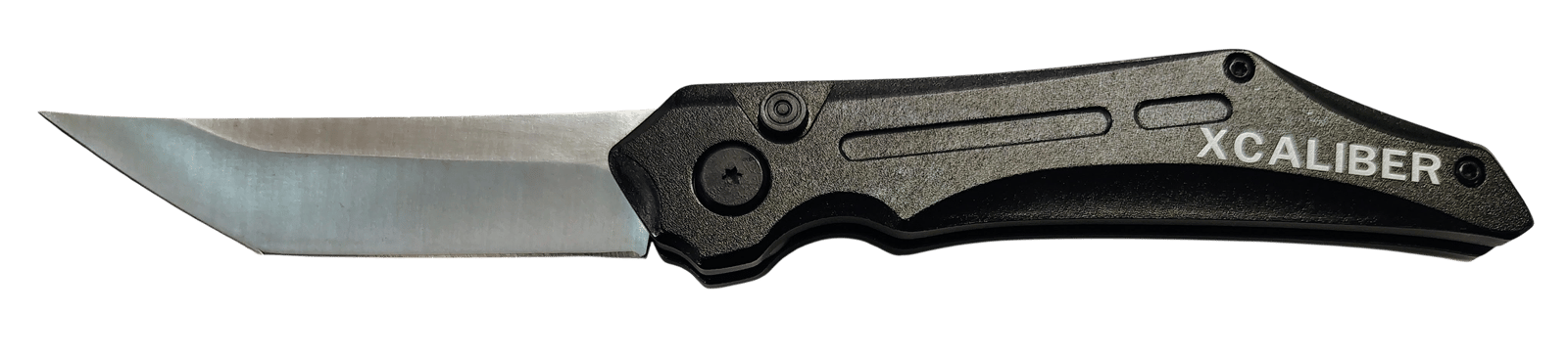 Xcaliber Knife Company Switch Blade 3.50" Folding Tanto Plain Stainless D2 Steel Blade, 4.75" Black Aluminum Handle